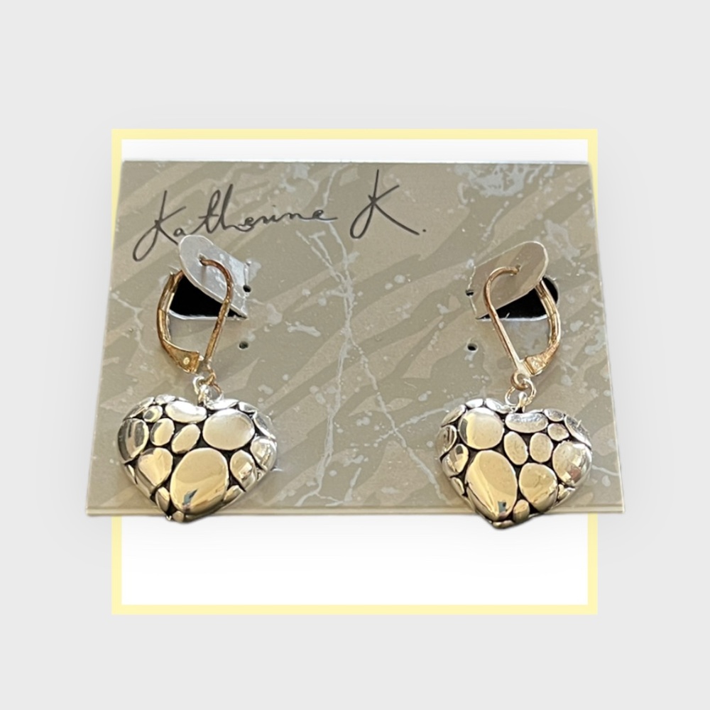 Katherine K Silver Heart Earrings - Picture 2 of 2
